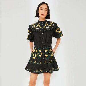 Sea New York Black Perle Print puff sleeve dress
